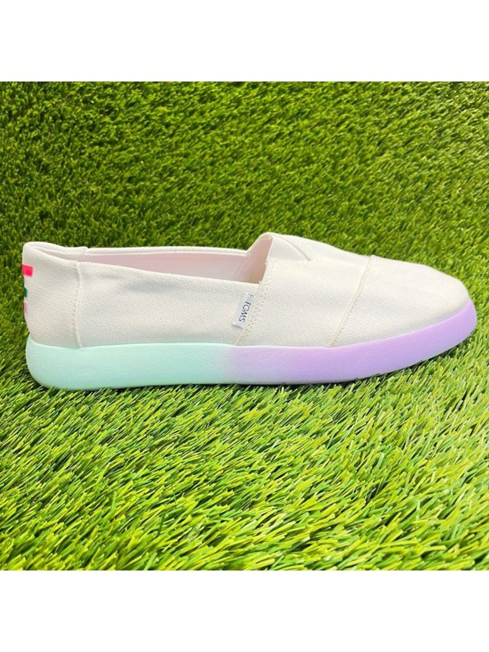 Toms Alpargata Mallow Womens Size 11 White Purple Casual Classic Slip-On Shoes